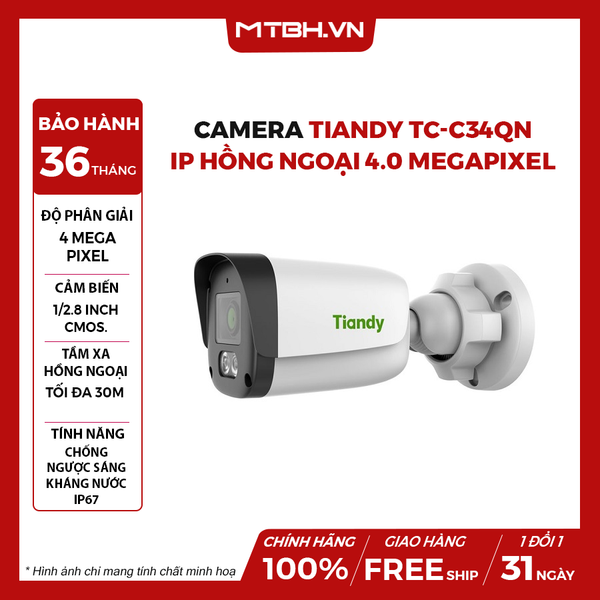 Camera TIANDY TC-C34QN IP Hồng Ngoại 4.0 Megapixel (I3/E/Y/4mm/V5.0)