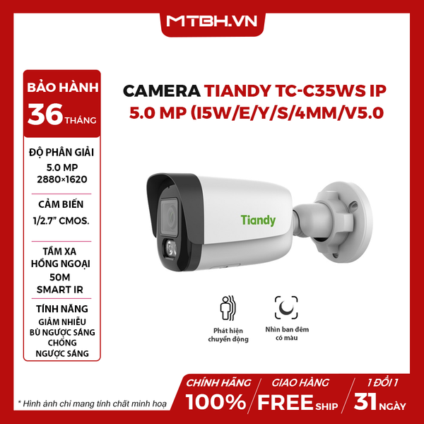 Camera TIANDY TC-C35WS IP Hồng Ngoại 5.0 Megapixel (I5W/E/Y/S/4mm/V5.0