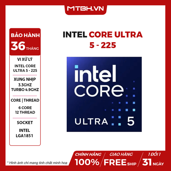 CPU Intel Core Ultra 5 225 (10 Nhân 10 Luồng, Arrow Lake-S)