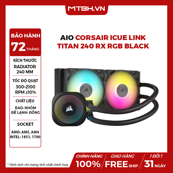 TẢN NHIỆT NƯỚC CORSAIR ICUE LINK TITAN 240 RX RGB BLACK