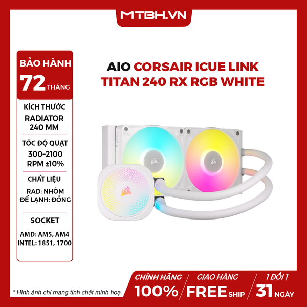 TẢN NHIỆT NƯỚC CORSAIR ICUE LINK TITAN 240 RX RGB WHITE