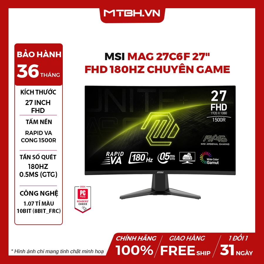MSI MAG-27C6F ゲーミングディスプレイ 180hz（MÀN HÌNH LCD MSI