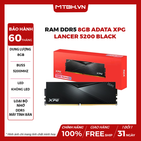 RAM DDR5 8GB ADATA XPG LANCER 5200 BLACK