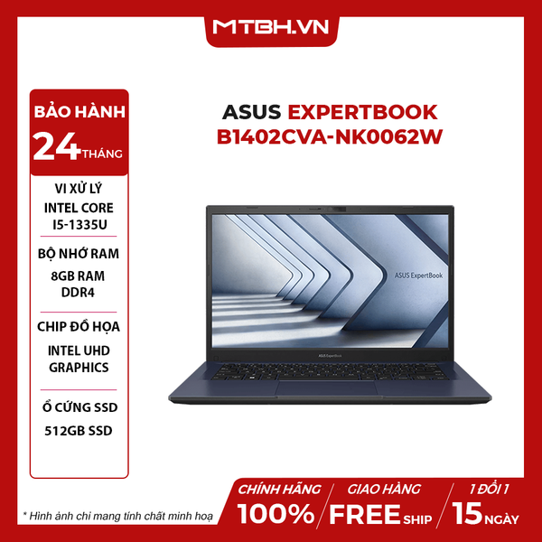 LAPTOP ASUS EXPERTBOOK B1402CVA-NK0062W Core i5-1335U | 8GB RAM | 512GB SSD | 14 inch FHD | Windows 11