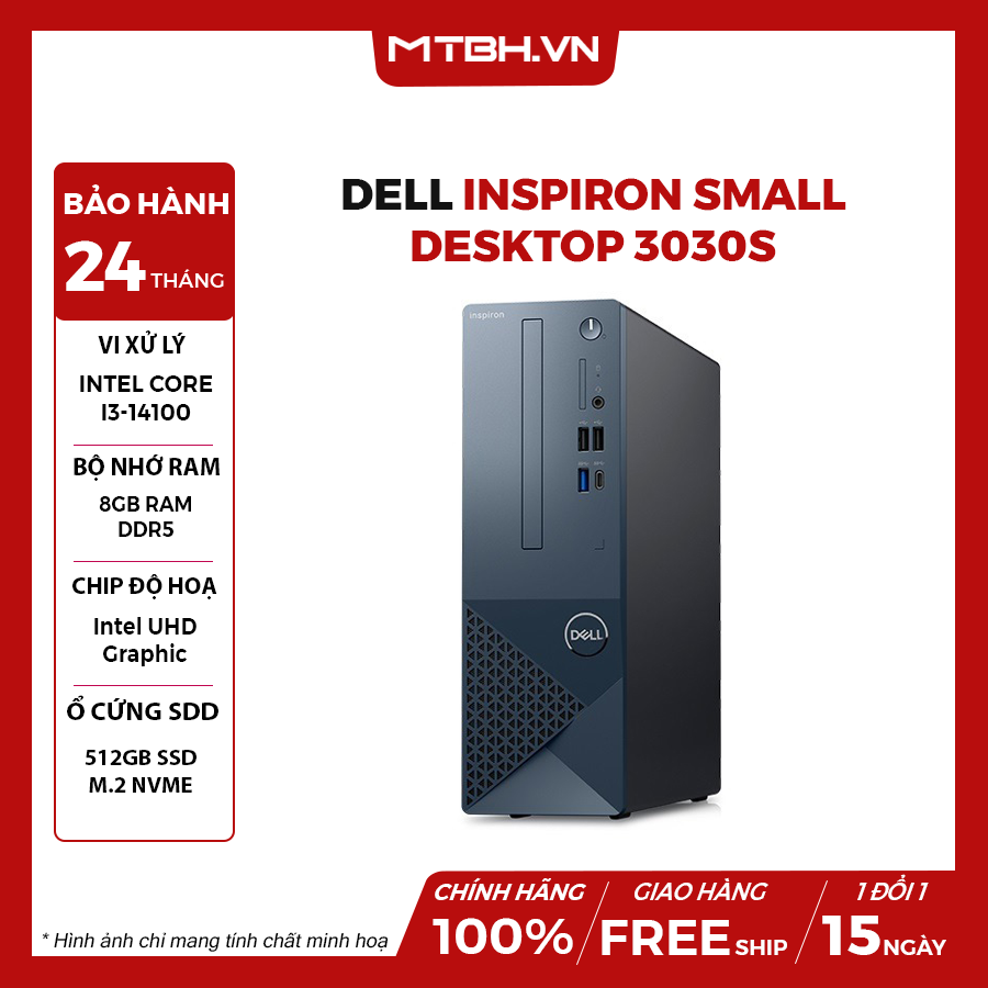 PC Dell Inspiron Small Desktop 3030S, Core i3-14100 8GB