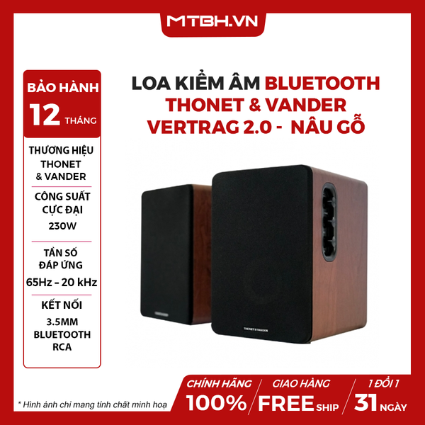 Loa Kiểm Âm Bluetooth Thonet & Vander Vertrag 2.0 - Nâu Gỗ