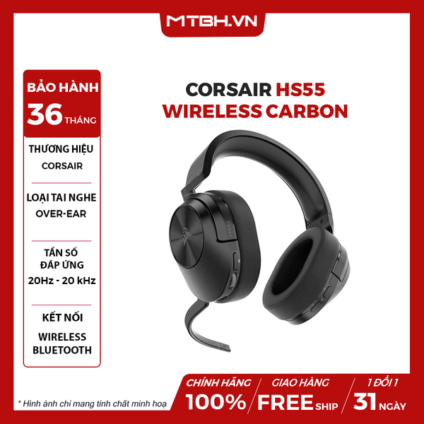 Tai Nghe Corsair HS55 Wireless Carbon