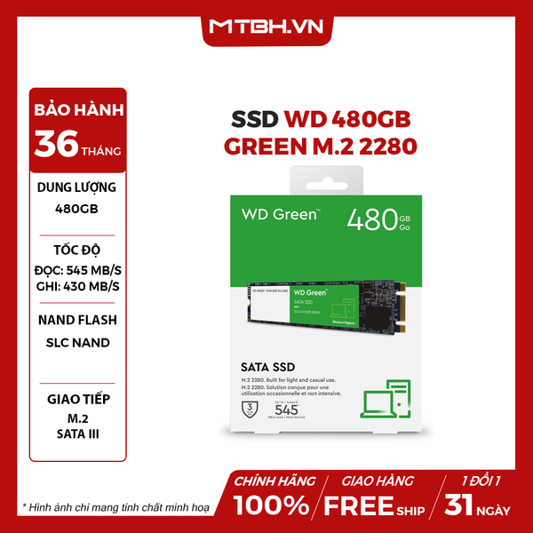 SSD WD 480GB Green M.2 2280 - SATA III