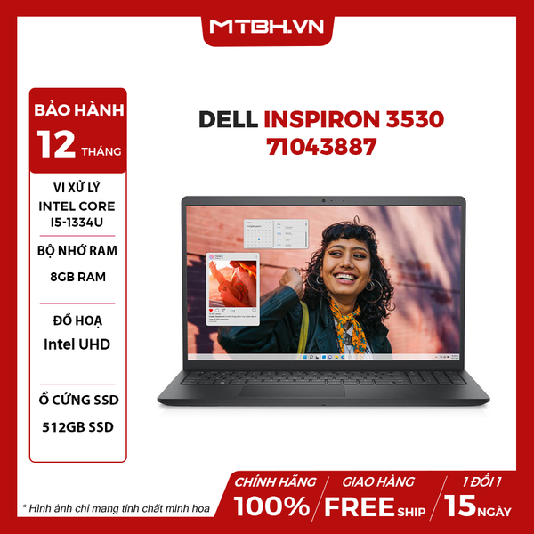 LAPTOP DELL INSPIRON 3530 71043887 Core i5-1334U | 8GB RAM | 512GB SSD | 15.6 inch FHD | Win 11 | Office