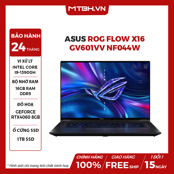 LAPTOP ASUS ROG FLOW X16 GV601VV NF044W CORE i9-13900H | RTX4060 8GB |16GB RAM | 1TB SSD | 16