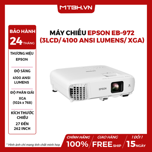 Máy chiếu Epson EB–972 (3LCD/ 4100 Lumen/ XGA)