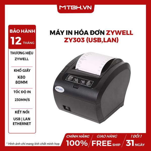 Máy in hóa đơn Zywell zy303 (USB,LAN)