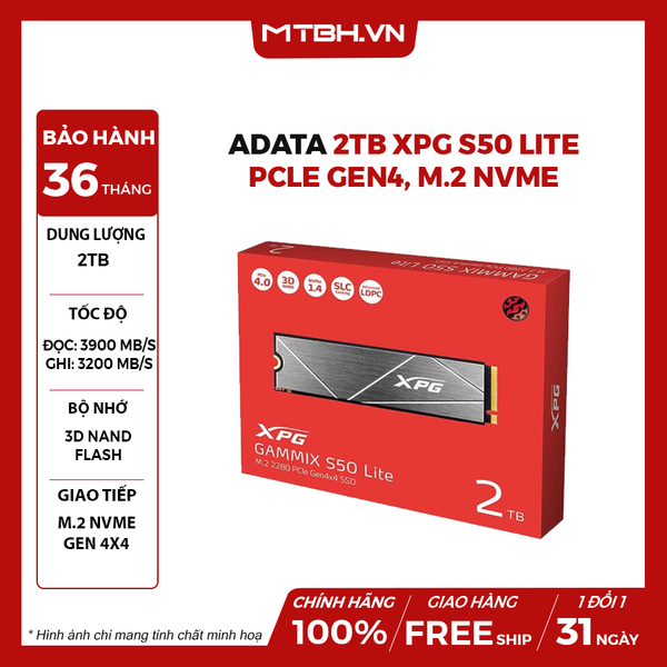 SSD Adata 2TB XPG S50 Lite PCle Gen4, M.2 NVMe