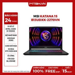 LAPTOP GAMING MSI KATANA 15 B13UDXK-2270VN CORE i5-13500H | RTX 3050 6GB | 8GB RAM | 1TB SSD | 15.6' FHD 144Hz | Win 11