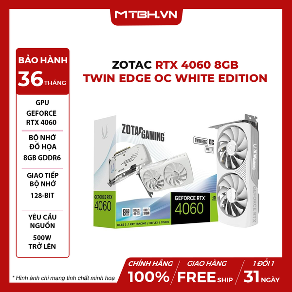 VGA ZOTAC RTX 4060 8GB Twin Edge OC White Edition