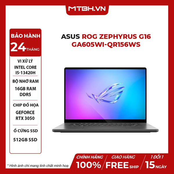 LAPTOP GAMING ASUS ROG ZEPHYRUS G16 GA605WI-QR156WS RYZEN AI 9 HX 370 | RTX 4070 8GB | 32GB RAM | 1TB SSD | 16' WQXGA 240Hz | Win 11