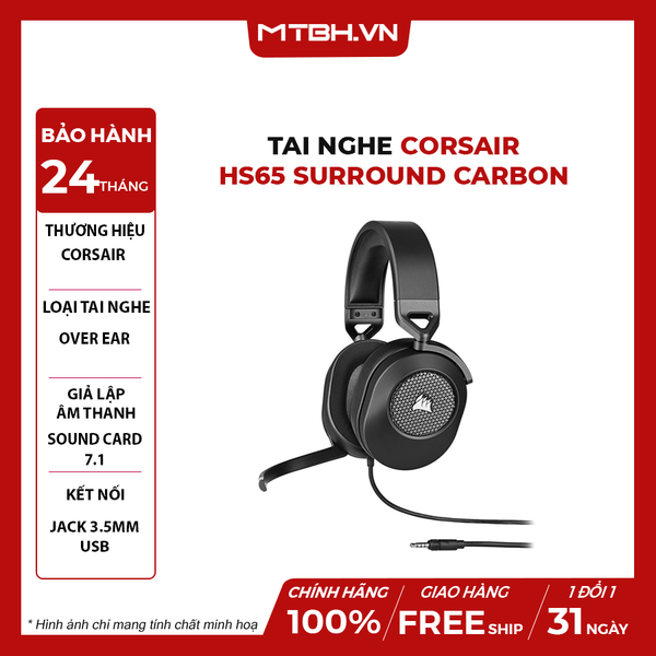 Tai Nghe Corsair HS65 Surround Carbon