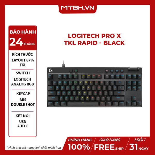 Bàn Phím Cơ Logitech PRO X TKL RAPID - Black