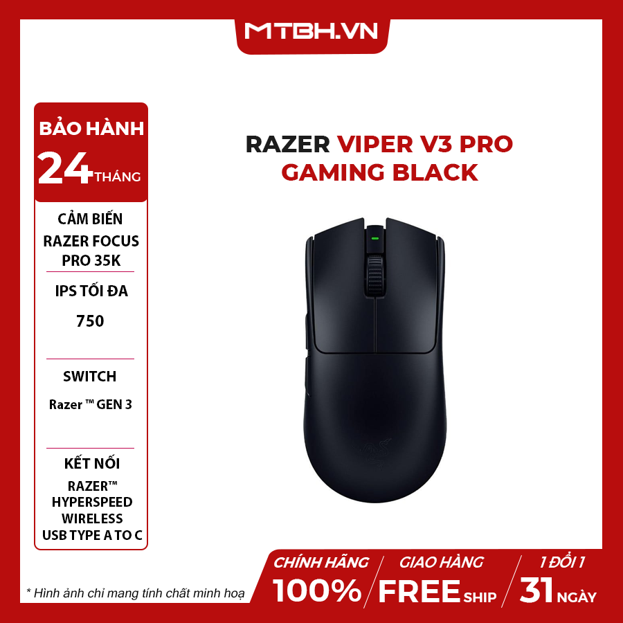 Chuột Razer Viper V3 Pro Gaming Black – Máy Tính Biên Hòa