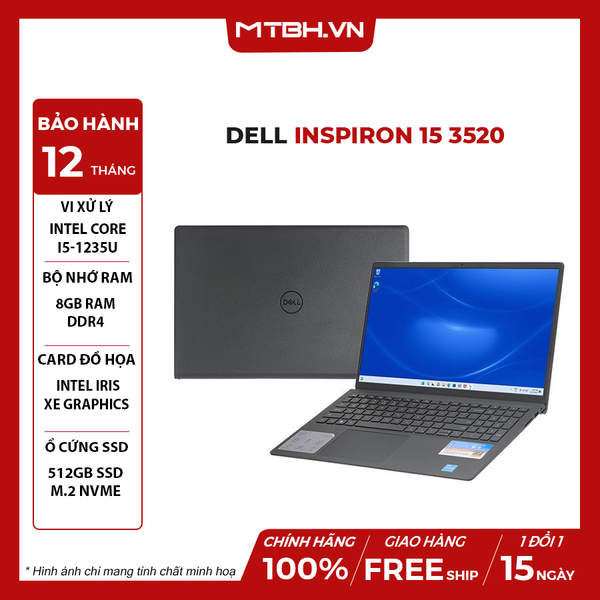 LAPTOP DELL INSPIRON 15 3520 CORE i5-1235U | 8GB RAM | 512GB SSD | 15.6