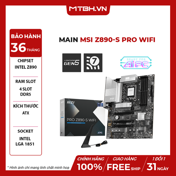 Main MSI Z890-S PRO WIFI (WiFi 7 / Bluetooth 5.4 / LGA1851 / ATX / 4xDDR5)