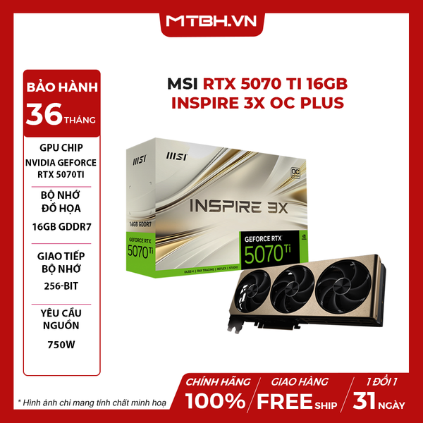 VGA MSI RTX 5070 Ti 16GB INSPIRE 3X OC PLUS