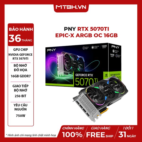 VGA PNY RTX 5070 Ti EPIC-X ARGB OC 16GB