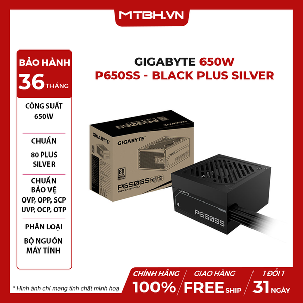 Nguồn Gigabyte 650W P650SS - Black Plus Silver