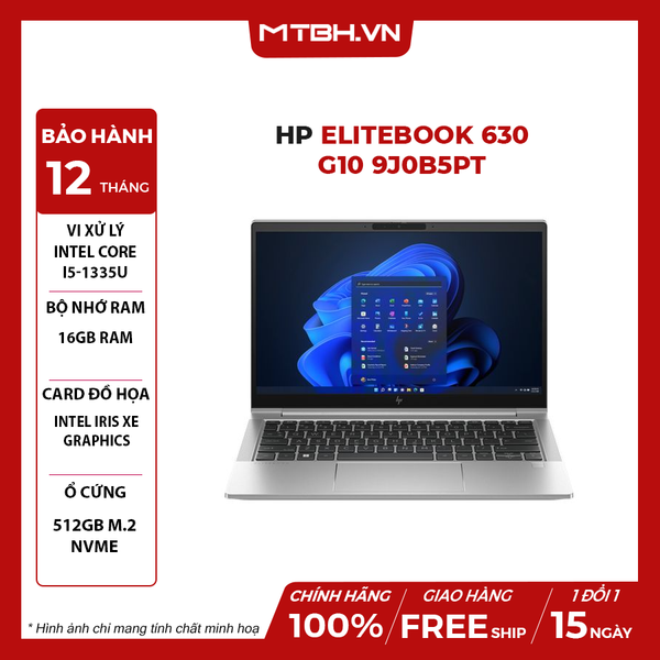 LAPTOP HP ELITEBOOK 630 G10 9J0B5PT CORE i5-1335U | 16GB RAM | 512GB SSD | Intel Iris Xe Graphics | 13.3' FHD Touch | Win 11