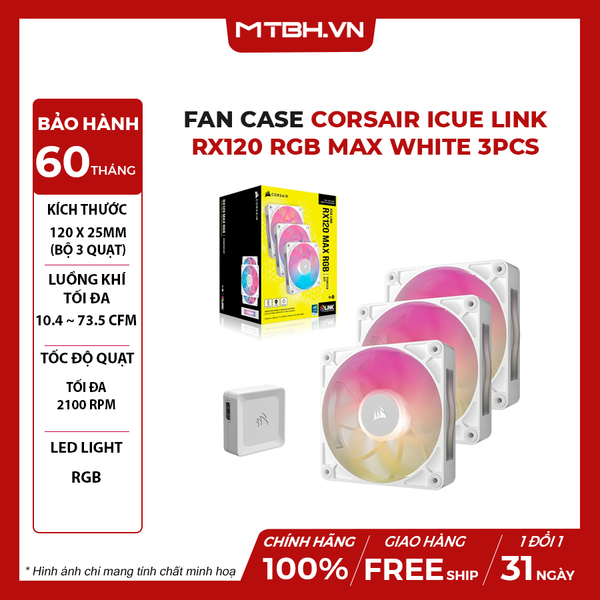 Fan Case Corsair iCUE LINK RX120 RGB Max White 3PCS