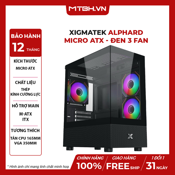Case Xigmatek Alphard Micro ATX - Đen 3 Fan