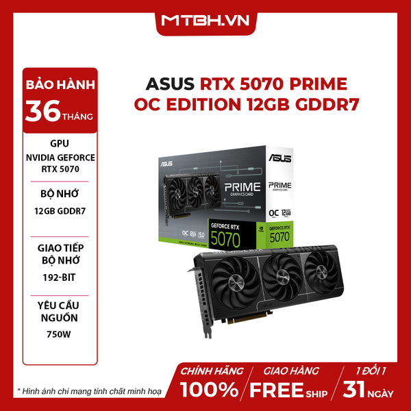 VGA ASUS RTX 5070 Prime OC Edition 12GB GDDR7