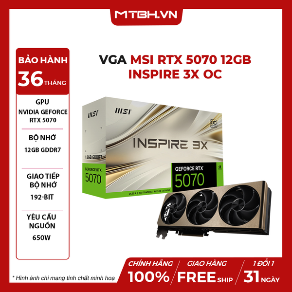 VGA MSI RTX 5070 12GB INSPIRE 3X OC