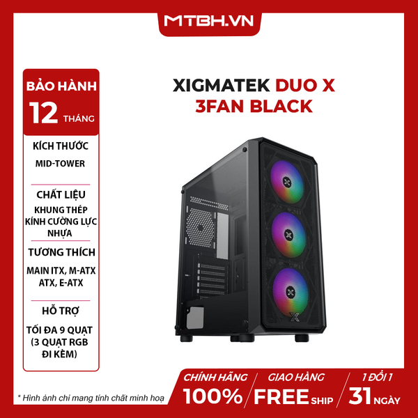 Case Xigmatek Duo X E-ATX 3Fan Black