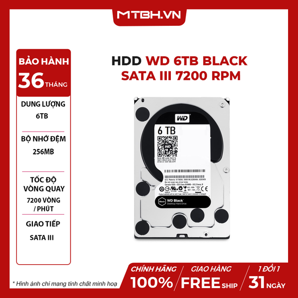 HDD WD 6TB Black 3.5 inch SATA III 256MB Cache 7200 RPM