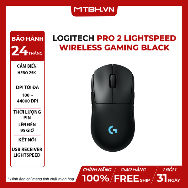 Chuột Logitech Pro 2 Lightspeed Wireless Gaming Black