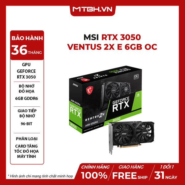 VGA MSI RTX 3050 VENTUS 2X E 6GB OC