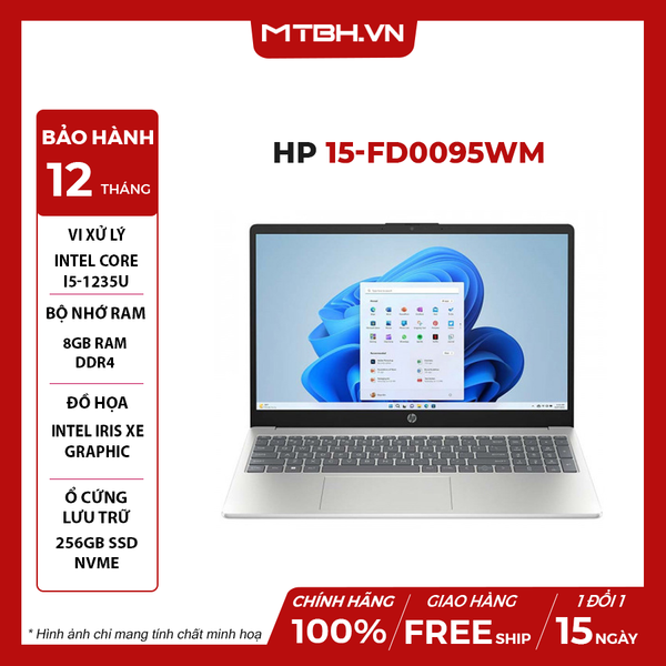 LAPTOP HP 15-FD0095WM Core i5-1235U | 8GB RAM | 256GB SSD| 15.6 FHD | Win11 | SILVER - NK