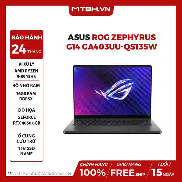 LAPTOP ASUS ROG ZEPHYRUS G14 GA403UU-QS135W RYZEN 9-8945HS | RTX 4050 6GB | 16GB RAM | 1TB SSD | 14' 3K OLED 120Hz | Win 11