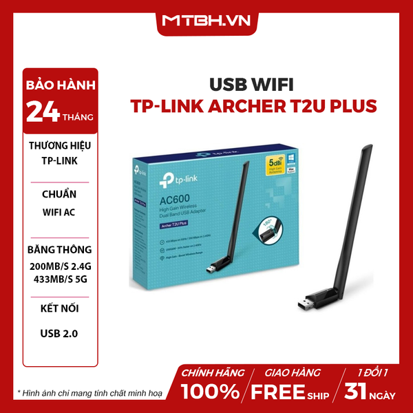 USB THU WIFI TP-LINK ARCHER T2U PLUS - Băng Tần Kép
