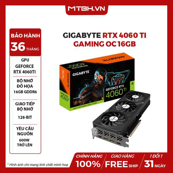 VGA GIGABYTE RTX 4060 TI GAMING OC 16GB