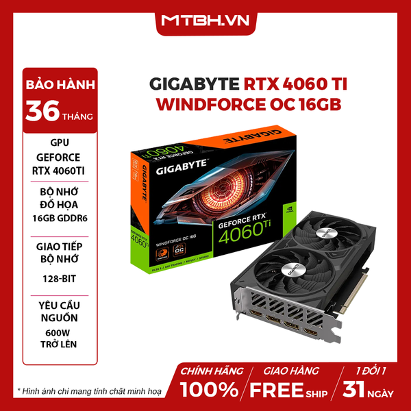 VGA Gigabyte RTX 4060 Ti WINDFORCE OC 16GB