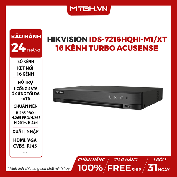 Đầu ghi hình 16 kênh Turbo AcuSense HIKVISION iDS-7216HQHI-M1/XT