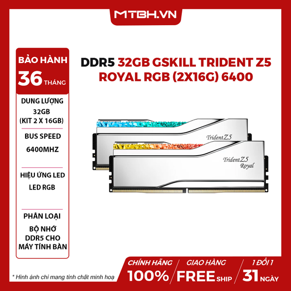RAM DDR5 32GB Gskill Trident Z5 Royal RGB (2x16G) 6400