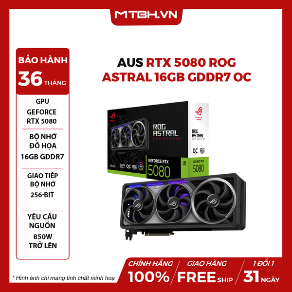 VGA ASUS RTX 5080 ROG Astral 16GB GDDR7 OC