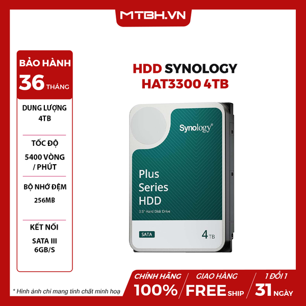 HDD Synology HAT3300 4TB 3.5 inch SATA 256MB Cache 5400RPM HAT3300-4T