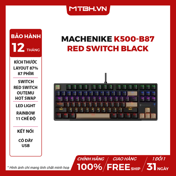 Bàn Phím Cơ Machenike K500-B87 Red Switch Black