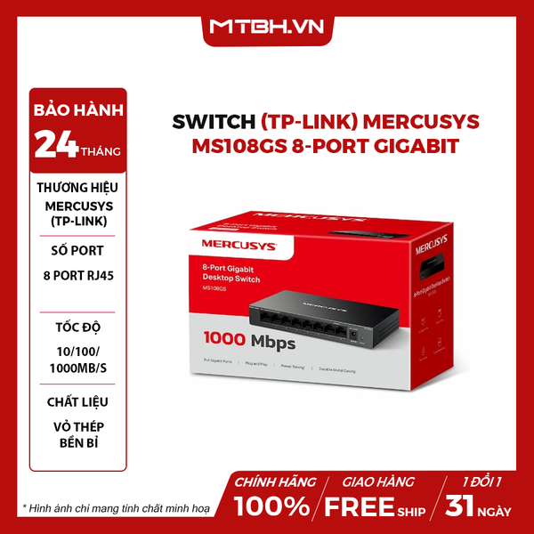 SWITCH (TP-LINK) MERCUSYS MS108GS 8-Port Gigabit