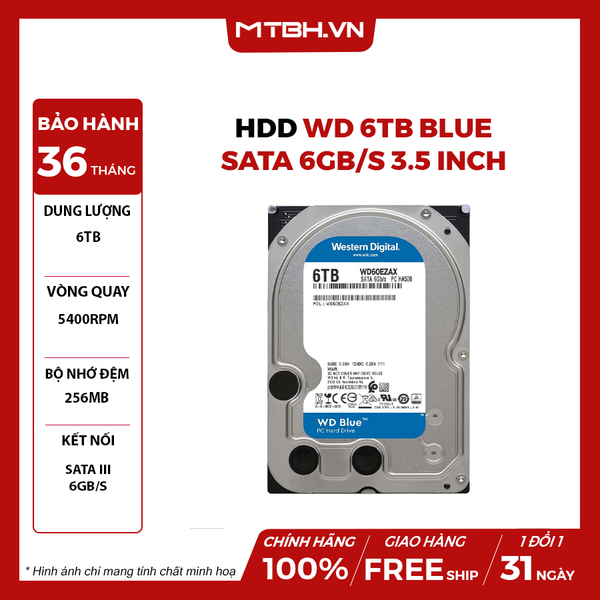 HDD WD 6TB Blue SATA 6GB/s 3.5 inch