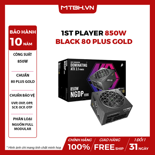 NGUỒN 1ST PLAYER 850W NGDP-GLD-850-BK-EU BLACK 80 PLUS GOLD